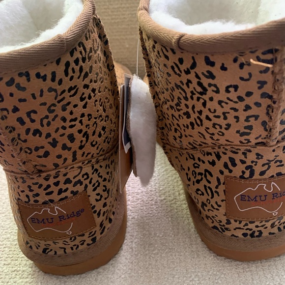 New Emu Ridge Australia Sophie Mini Leopard Print Women’s Winter Boots SZ 9 - Picture 12 of 13